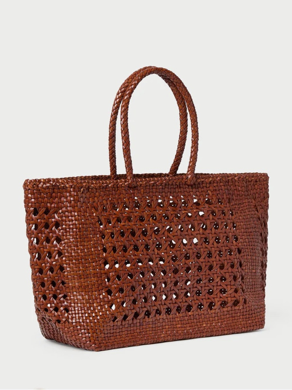 NWT Loeffler RandalL Klara Open-Weave Tote | Saddle